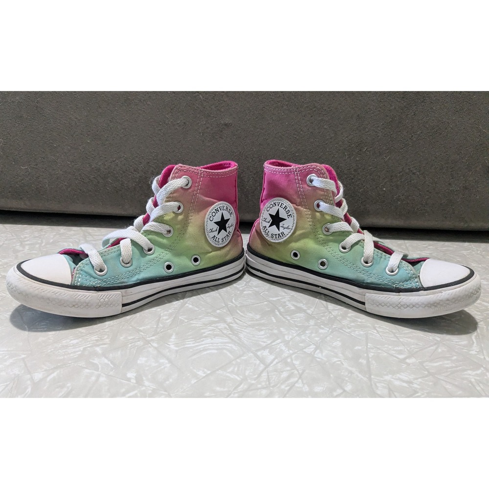 Converse Chuck Taylor All Star High Top Ombre Pink Teal Rainbow 12 Youth Kids - Picture 5 of 7